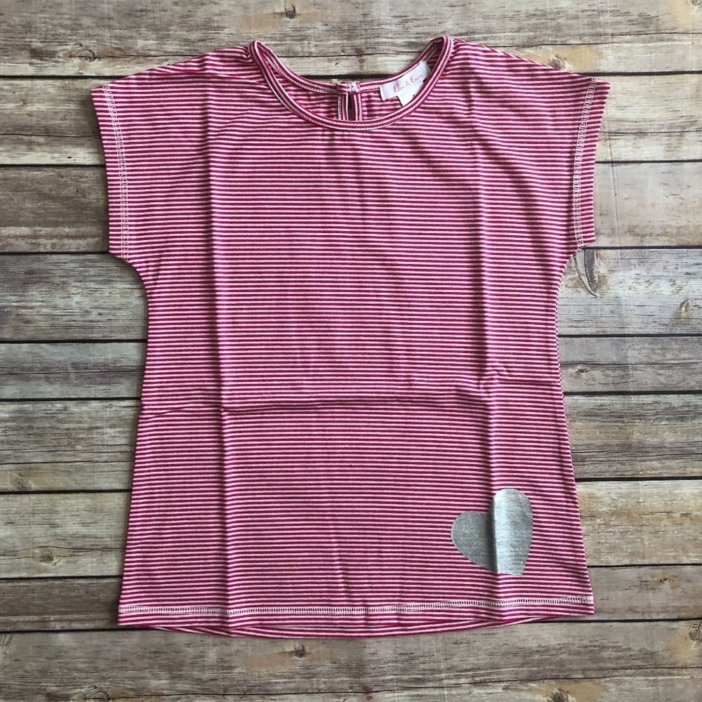 Girls Eden & Esme Emily Tee Red White Stripe Top